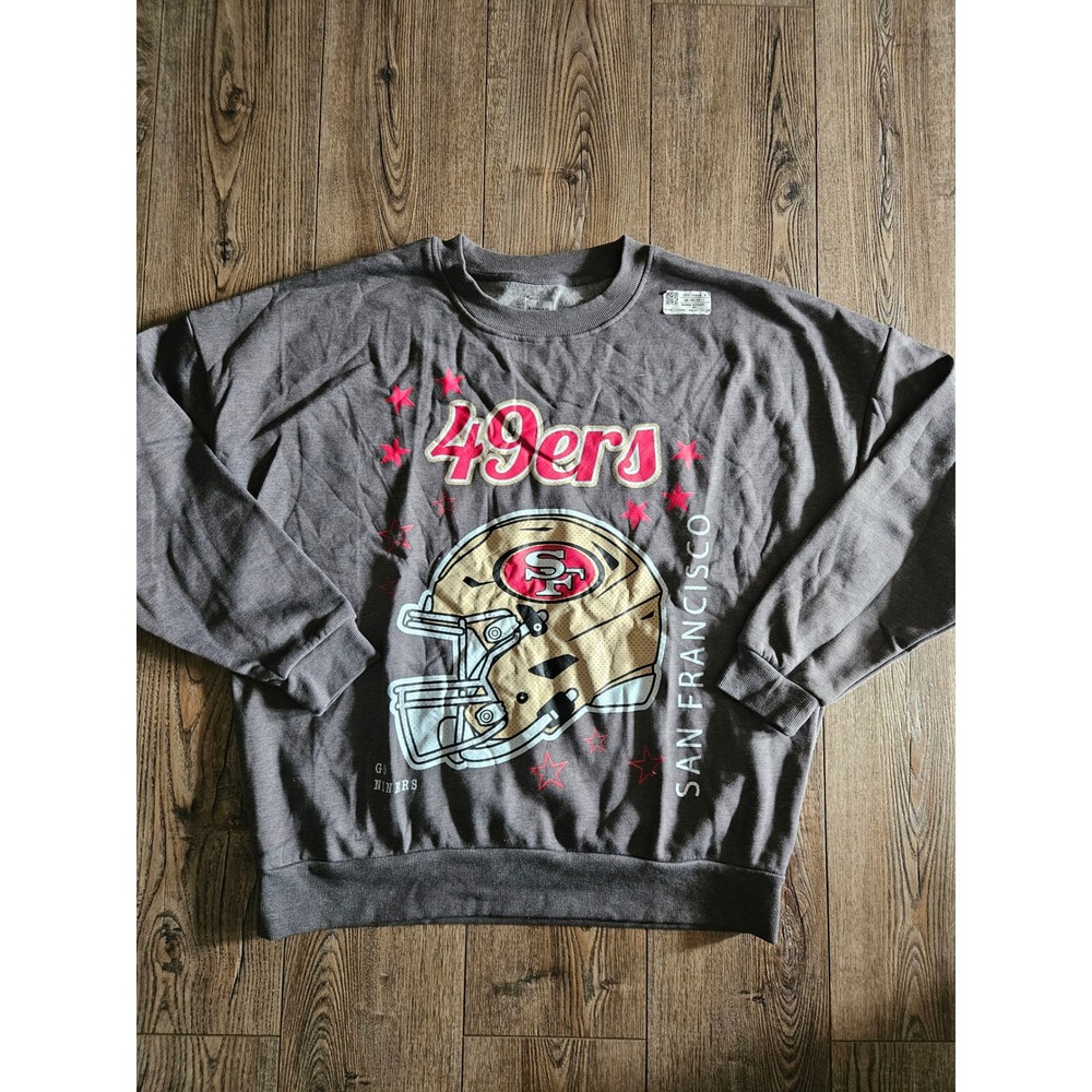 San Francisco 49ers Gameday Couture Sweatshirt Gray Size M PRINT DEFECT